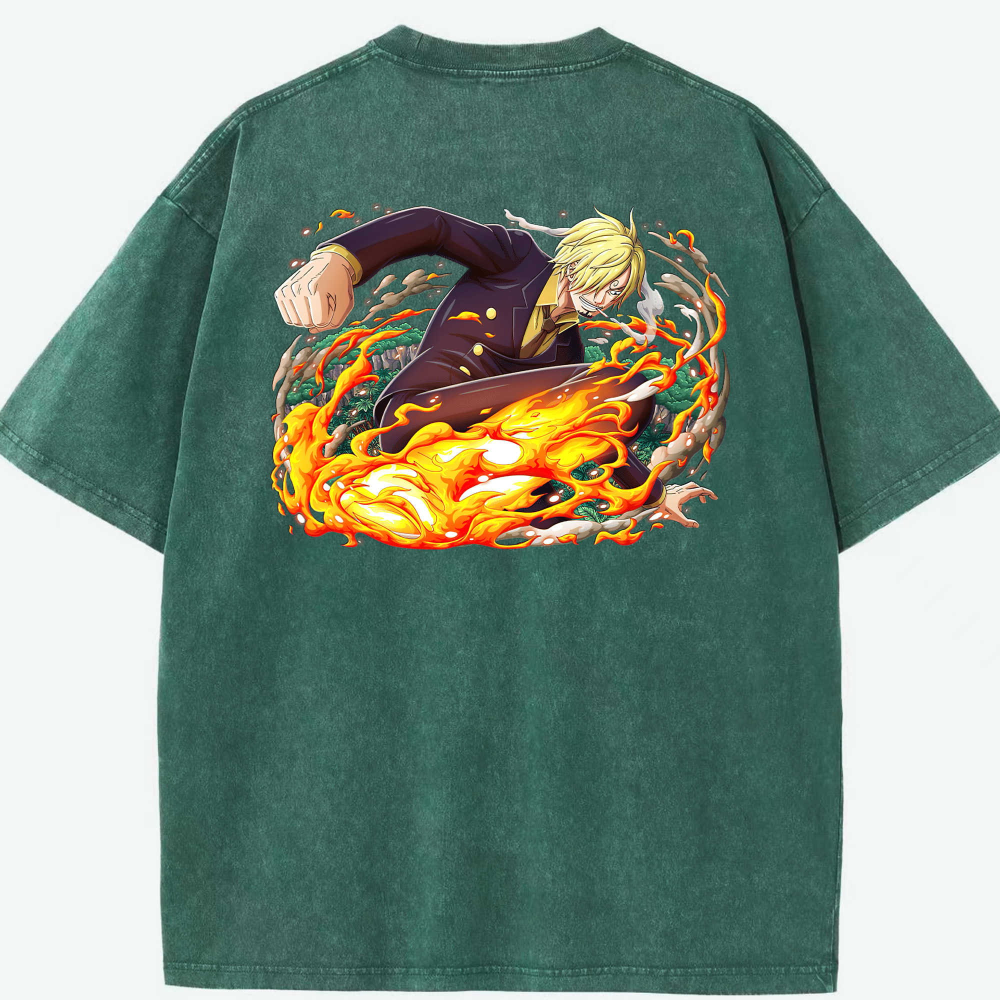 ワンピース サンジ ONE PIECE Sanji 綿100% ヴィンテージ風 半袖Tシャツ（背面プリント）